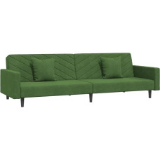 vidaXL Sofa lova 2 sėdimų vietų sofa su 2 pagalvėlėmis, sofa lova svetainei, namų kinui, biurui, sofa-lova, dienos lova, svečių lova, tamsiai žalias aksomas