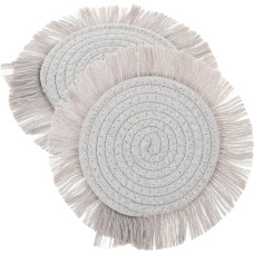 2 Stück Teiliges Baumwoll Woven Bowl Placemat mit Quasten Isolierende Tischunterlage Waschbare Platzsets für Geschirr Hitzebeständige Tischdeko für Zuhause und Restaurant