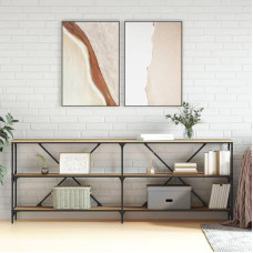 Konsolinis staliukas, pagamintas iš geležies, medžio, Sonoma ąžuolo, elegantiškas prieškambario staliukas, tvirtos konstrukcijos ir su didele talpykla, 200 x 30 x 75 cm