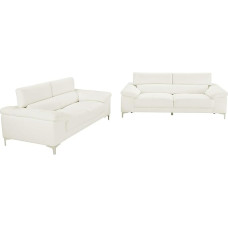 Vente-unique - Sofa Set Leather 3+2 - White - Solange