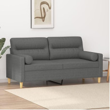 SECOLI 2-vietė sofa su dekoratyvine pagalvėle 2-vietė sofa 2-vietė sofa 2-vietė kušetė Medžiaginė sofa 2-vietė sofa maža svetainei / miegamajam / biurui / butui - tamsiai pilka - 2-vietė: 140 cm