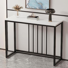 Moderner Konsolentisch für Wohnzimmer, schmaler Sofatisch mit Holztischplatte und Metallrahmen, Pflanzentisch für den Eingangsbereich für Foyer, Flur, Büro