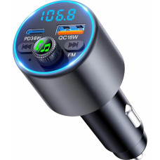 EOIWUY Aufgerüsteter Bluetooth Adapter Auto, [Schnellladung] FM Transmitter Auto Bluetooth 5.3 mit PD36W & QC3.0 18W, [HiFi-Kristallklarem Sound] Freisprechanlage KFZ Ladegerät GPS-Module