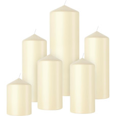 Bolsius Smooth Pillar Candles - 6 žvakių rinkinys - Soft Pearl - Dekoratyvinės namų apyvokos žvakės - Ilgas degimo laikas - Nekvepiančios - Natūralus augalinis vaškas - Be palmių aliejaus
