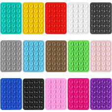 PEUTIER Pack of 15 Suction Cup Mobile Phone Holder, Silicone Suction Cup Mobile Phone Case Self-Adhesive Holder with 24 Suction Cups Sticky Mobile Phone Grip Content Creator Essentials for iPhone and