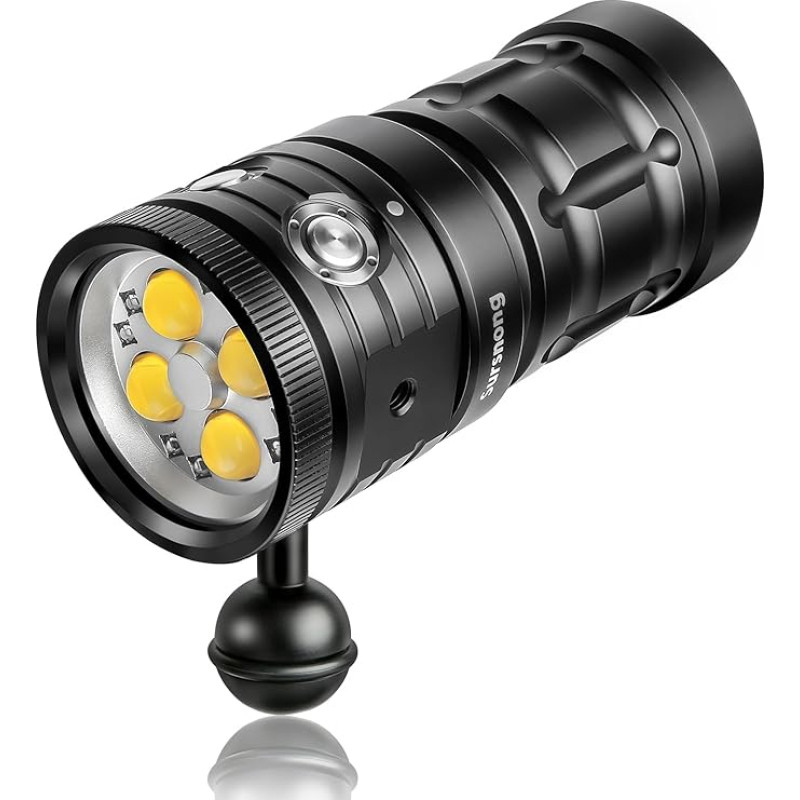 SX 8500 Lumens Diving Torch - Professional Underwater Video Light with 95 CRI, 5500K White Light, USB-C Rechargeable, for Diving/Underwater Photography (IP68 Waterproof, 100 m Depth)