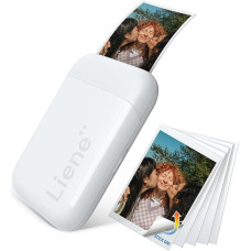 Liene Pearl K100 2 x 3 Inch Mini Photo Printer Smartphone, Mini Portable Instant Image Printer with 5 Zinc Adhesive Paper, Bluetooth 5.0, Compatible with iOS & Android, Small Mobile Phone Photo Printer for iPhone - White