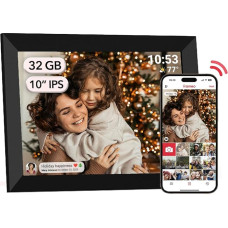 AKImart FRAMEO skaitmeninis nuotraukų rėmelis WiFi 32 GB skaitmeninis nuotraukų rėmelis 10,1 colio 1280 x 800 IPS LCD jutiklinio ekrano išmanusis debesų nuotraukų rėmelis su automatiniu pasukimu Akimirkų dalijimasis iš karto naudojant 