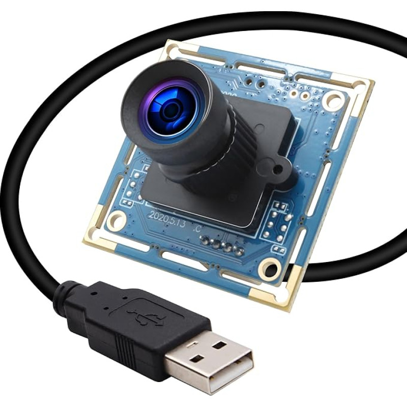 ELP Webcam 8MP USB Camera Module with FOV 75 Degree No Distortion Lens, IMX179 UVC Compliant Web Camera Compatible with Windows Linux