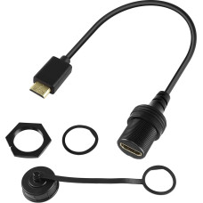 QIANRENON 4K Mini HDMI į HDMI sriegį Fiksuotas automobilinis vandeniui atsparus kabelis Mini HDMI vyriškos lyties į HDMI 2.0 moteriškos lyties laikiklį prailginimo kabelis 4K @ 60Hz, skirtas televizoriui Grafinė kortelė Fotoaparatas Planšetinis kompiuteri