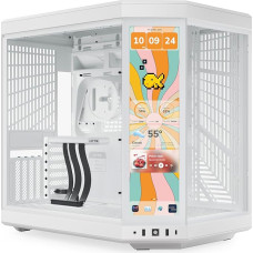 HYTE Y70 Touch Infinite dviejų kamerų ATX Mid Tower korpusas su integruotu 2,5K LCD jutikliniu ekranu - sniego baltumo