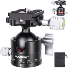 INNOREL C36 Low Profile Tripod Ball Head Universal 360 Panorama Metal Ball Head for DSLR Camera Tripod Monopod Camcorder Slider with Arca Swiss Plate with 1/4 Inch to 3/8 Inch Screw Load 16 kg