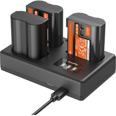 SMALLRIG EN-EL15c Kamera-Akku-Set für Nikon, LCD-Ladegerät mit DREI Steckplätzen und 3 Akkus à 1940 mAh, für Nikon ZR, Z6III, Zf, Z8, Z7II, Z7, Z6II, Z6, D850, D810, D780, D750, D500, D7500, D7200