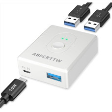 USB 3.0 Switch Powered, Bi-Directional Switch 2 PC 1 in 2 out (2 in 1 out), KVM Switch for Keyboard, Mouse, Printer, Webcam, Switcher Supports Carplay and Android Car, White