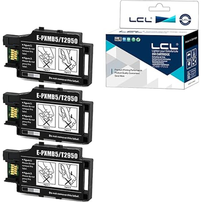 LCL T295000 C13T295000 T2950 PXMB5 techninės priežiūros dėžutės pakaitalas Epson WF78 ET58 ET166 L65 Workforce WF-100 WF-110 WF-100W (3 pakuotės juodos spalvos)