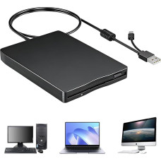 GBKDQQQ USB išorinis diskinis kaupiklis Nešiojamasis FDD 1,44 MB 3,5 colio: Išorinis diskinis kaupiklis Išorinis kortelių skaitytuvas Kompiuterių priedai Išorinis nuimamas Suderinamas su PC ir MAC, Plug and Play