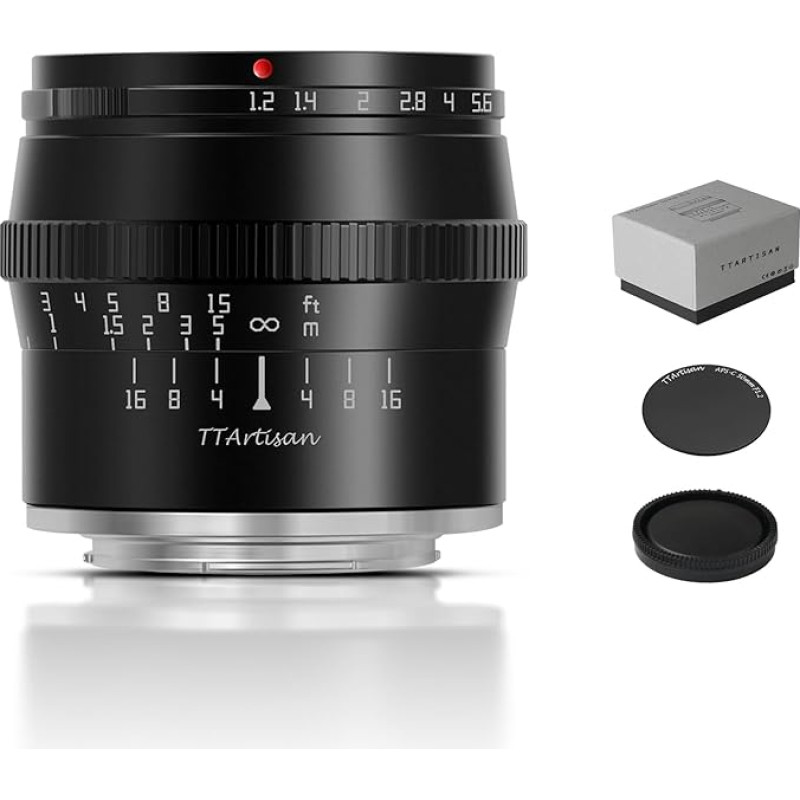 TT Artisan Connection Fuji X Mount juodas rankinio fokusavimo optinė konstrukcija 11 elementų 7 grupėse APS-C 50 mm F1.2 objektyvas