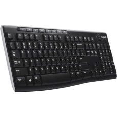 Logitech K270 Wireless Keyboard, 2.4 GHz connection via USB Unifying receiver, 8 multimedia and Schortcut keys Splash-proof, 2-year battery life, US Layout - Black
