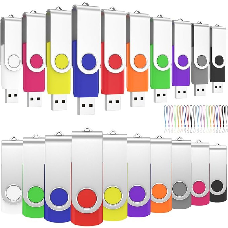 USB Stick 32 GB Pack of 20, ABLAZE High Speed USB 2.0 Memory Sticks, Multicoloured Swivel Metal Memory Sticks, 32 GB Flash Drive (Multicoloured, Pack of 20)