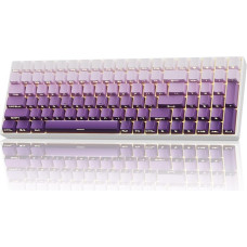 ZORNHER ZH100 Tastatur Kabellos, Mechanische Tastatur 98% mit Nummernblock, Weiß mit Purple Gradient Dipped PBT Keycaps, Creamy Linear Switches, Hot Swap, RGB Gaming Tastatur