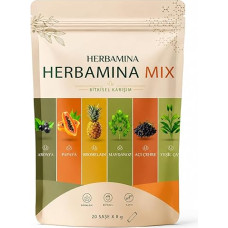 Herbamina Mix Bitkisel Karışım 20 Sachets (8g) - Kräutergetränk Pulver mit Frucht- & Pflanzenaromen | Bitki İçecek Karışımı - Praktische Portionsbeutel