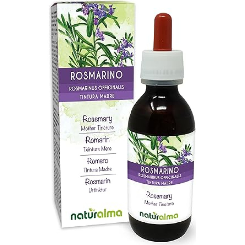 Rozmarino (Rosmarinus officinalis) lapų motinos tinktūra be alkoholio Naturalma - skystas ekstraktas lašai 120 ml - maisto papildas - Vegan