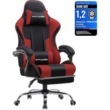 GTPLAYER medžiaginė žaidimų kėdė, biuro kėdė, masažinė žaidimų kėdė, ergonomiška žaidimų kėdė su atrama kojoms, paminkštinta žaidimų kėdė, sukamoji kėdė, 150 kg, raudona