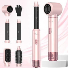 Atopskins 5 in 1 Haarstyler Air Styler Set, 1000W Airbrush,60000RPM Föhnbürste Haarstyler, Lockenstab mit Luft Links/Rechts, Negative Ionen Pflege,Sie dem Haar Volumen, Locken und Föhnen Sie Haar