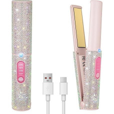 Mini Straightener Wireless Titanium Hair Straightener with 5000 mAh Battery, 2-in-1 Portable Small Travel Straightener Curls and Straighteners, Travel Straightener Hair Straightener 2S Quick Heating 3 Temp Max 410°F