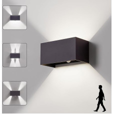 LED lauko šviestuvas antracito spalvos su judesio jutikliu, sieninis šviestuvas į viršų ir į apačią, lauko sieninis šviestuvas, vėsiai baltas, 6000 K, IP65 lauko šviestuvas, lauko šviestuvas, lauko šviestuvas, namo siena