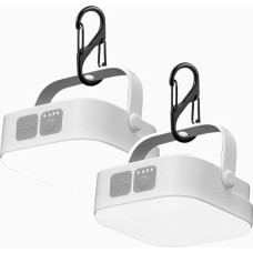 Pack of 2 4000LM LED Camping Lamp, Rechargeable Camping Lamp, Solar Camping Lamp with Carabiner, Waterproof Tent Lamp for Hanging with 4 Modes for Outdoor, Reading, Hiking, Emergency
