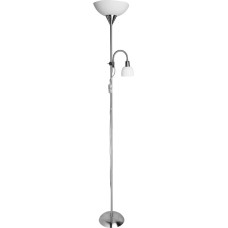 ARTE LAMP šviestuvas su skaitymo lempa, grindų lempa, baltai sidabrinis, stovintis svetainės šviestuvas, 1,77 m ilgio grindų lempa, tinkanti LED šviestuvams (E27 ir E14 lizdai), su lanksčiu skaitymo lempos korpusu