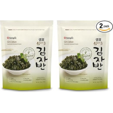 „Sempio“ traškūs jūros dumblių užkandžiai (Original, 50 g) – pikantiški, prieskoniais pagardinti jūros dumblių traškučiai, „Gim Jaban“ – sveiki korėjietiški užkandžiai, tinkami veganams, be konservantų, be laktozės (2 vnt. pakuotė)