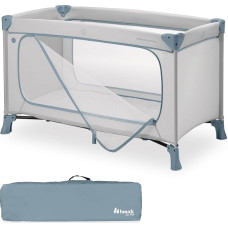 „Hauck Dream N Play Plus“ kelioninė lovelė su XL žaidimų angos atidarymu, „Dusty Blue“ spalvos | Maža, sulankstoma, su nešimo maišeliu, skirta naudoti nuo gimimo iki 15 kg / 3 metų amžiaus, 2-in-1 vaikų kelioninė lovelė ir žaidimų aptvaras (be čiužinio)