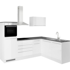 Jazz 6 Modern Corner Kitchen without Electrical Appliances in White High Gloss, Metallic Grey - Spacious Kitchen Unit in L-Shaped with Lots of Storage Space - 260 x 200 x 60 cm (W x H x D) | 260 x 200 x 60 cm (B/H/T), geräumige Küchenzeile ohne Elektroger