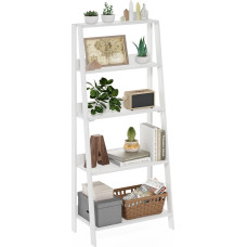 „Furinno“ kopėčių formos knygų spinta, 5-pakopė kopėčių formos lentyna, knygų spinta, ekspozicinės lentynos, 13 x 23,6 x 53,5, skirta svetainei, namų biurui, balta, paprasta balta