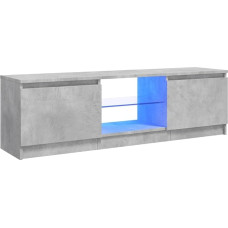 „vidaXL“ televizoriaus spintelė su LED apšvietimu, pilkos spalvos, imituojanti betoną, 120 x 30 x 36 cm, pagaminta iš medžio ir saugaus stiklo, skirta televizoriams iki 50 colių, žema spintelė su lentynomis, modernūs svetainės baldai