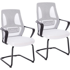 SVITA Delta Set of 2 Visitors' Chairs, Conference Chairs, Cantilever Chairs with Armrests, White