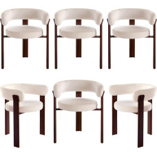 6 vnt. valgomojo kėdžių rinkinys, „Mid Century Modern“ stiliaus: paminkštintos virtuvės kėdės su ergonomine atlošine ir tvirtomis metalinėmis kojomis, patogios poilsio kėdės, skirtos valgomajam, svetainei, kavinei (smėlio spalvos, 6 vnt.)