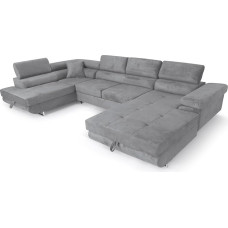 Aller U XXL Corner Sofa with Sleep Function and Two Bed Boxes in Grey, Left Side (Light Grey)
