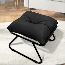 Footrest, Outdoor Footstool, 55 x 48 x 36 cm, Outdoor Stool with 8 cm Soft Seat Cushion, Metal Legs, Shoe Stool, Footstool for Living Room, Bedroom, Entrance Area (b)