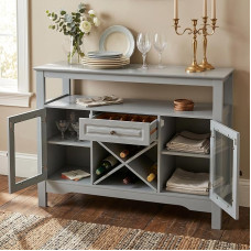 GRAVFORCE Weinschrank 9 Flaschen Kücheschrank mit großem Stauraum | Moderner Holz-Getränkeschrank als Buffet Sideboard für Wohnzimmer, Küche, Esszimmer & kleine Räume