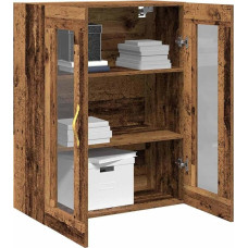 vidaXL Rustic Solid Wood Buffet Sideboard with Glass Doors for Entrance Area or Dining Room | Lots of Storage Space, Built-in Shelves, Worn Brown, Gold Handles, Recycled Furniture, Indoor Unit | Perfekt, um deine Essensartikel zu organisieren, Rustikaler 