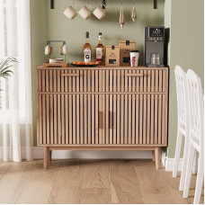 Sideboard, 100 cm Wide, Kitchen Cabinet with 2 Drawers and 2 Doors, Storage Cabinet, Chest of Drawers, Country House Style for Living Room, Kitchen (Wood, 100 x 35 x 80 cm)