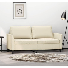 „ShGaxin“ 359334 dvivietė sofa, kreminė, 140 cm, dirbtinė oda, poilsio sofa, sofos ir kušetės, poilsio sofa, sofa svetainei, sofa su miego funkcija
