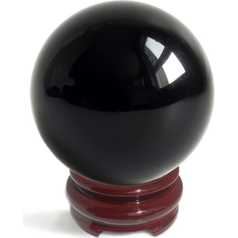 Juodosios obsidiano kristalinės rutuliai, skirti feng šui, meditacijai, kristalų terapijai, burtams, namų dekoravimui, juodosios magijos kristalinė sfera
