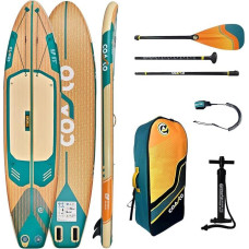 „Coasto“ – pripučiama SUP stovinčiojo irklavimo lenta „Coasto Flip 11'5“ – PB-CFLIP115 – 348 x 81 x 15 cm, „Dropstitch“ audinys – pilnas komplektas: irklas, saugos virvė, siurblys, nešimo krepšys – Iki 150 kg – Oranžinė