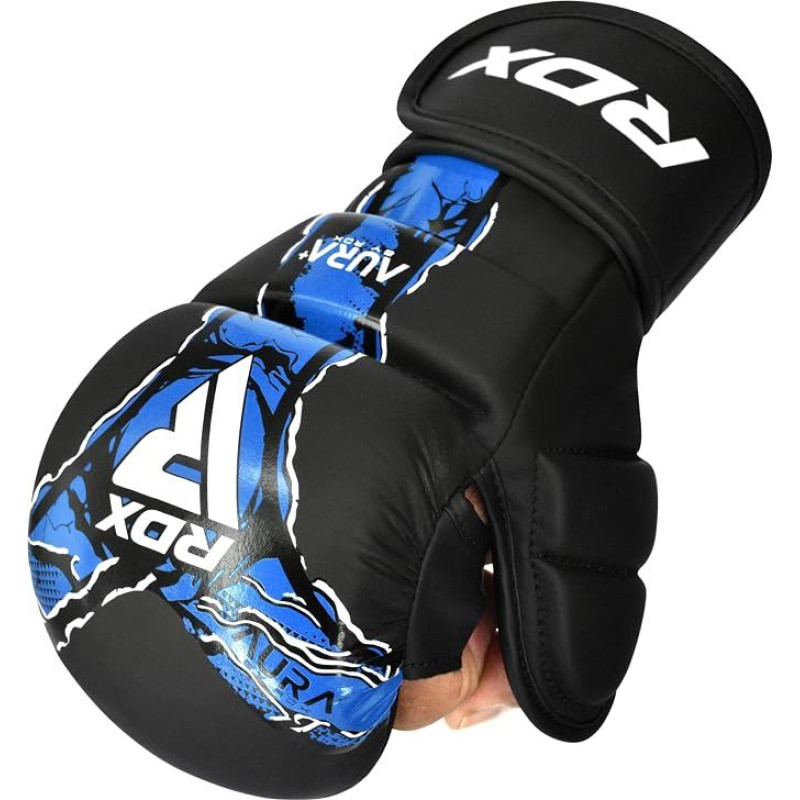 RDX Aura Plus F17 MMA Gloves for Men and Women, Grappling Gloves with Open Palm, Sparring Gloves for MMA, Ground Fight and Grip Techniques, Shock Absorbing Padding, MMA Gloves