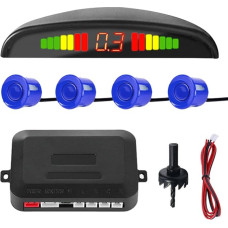 MOCNT Car Parking Aid 4 Rear Sensors Reversing Aid Car Reversing Alarm Parking System Parking Sensors Reverse Parking Aid 12 V LCD Display Buzzer Alarm Warning Blue