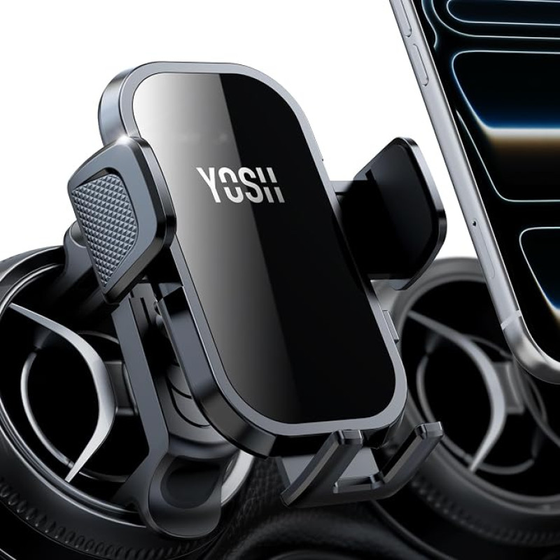 „YOSH“ „Mercedes“ mobiliojo telefono laikiklis, skirtas A/B/C/V klasės automobiliams, „PRO-Grip“ su apvaliu ventiliacijos angos tvirtinimu | Patogus „Mercedes“ automobilio laikiklis, patobulinta ABS+PC ir aliuminio konstrukcija, tinka „iPhone“, „Samsung“,